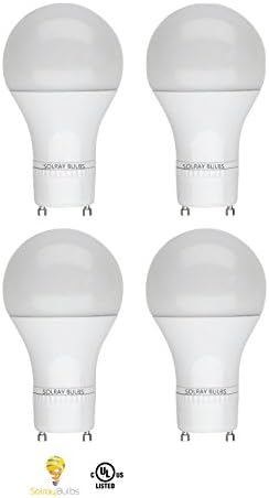 Solray LED GU24 Base, A19 Shape, 9W (60-Watt Equivalent), ENERGY STAR, Dimmable, 4000K (Cool White ), 800 Lumens, 300°, UL-Listed - 4 Pack