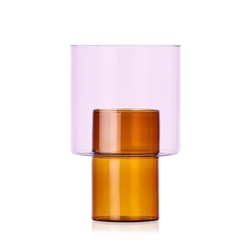 Ichendorf Milano Vase B, Kollektion Boreale, H20,5 cm, Bernstein - Rosa, Borosilikatglas, handgefertigt