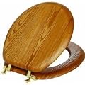 Mayfair 9601BR-378 Natural Reflections Veneer Toilet Seat with Brass Hinges, Round, Natural Oak by Mayfair