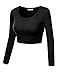 Womens Crop Top Round Neck Basic Long Sleeve Crop Top - Made In USA