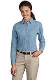 Port and Company – Ladies Long Sleeve Value Denim Shirt. LSP10 (Faded Blue / XXL), Online Clothing Store