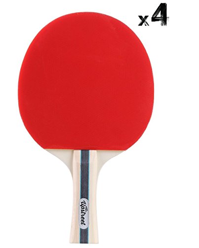 Upstreet The Box Set: 4 Ping Pong Paddles with 3 Star Ping Pong Balls for Table Tennis