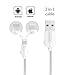 ZECEEN 2 in 1 Lightning & Micro USB Charging Cable Fast Charge & Sync Rugged Twosided for Apple iPhone, iPad, iPod, any iOS and Android White 3.3 ft (1m)
