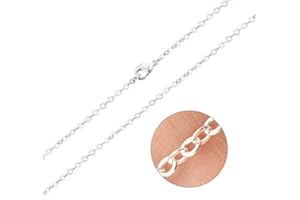 ALEXCRAFT Wholesale 12 PCS Silver Plated Solid Brass Flat Cable Chains Bulk for Jewelry Making (18 Inch(1.5MM))