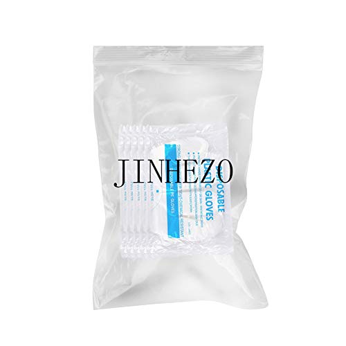 JINHEZO Disposable PE Gloves, Non-Sterile, Powder-Free, Smooth Touch, Food Service Grade, for Cleaning, Food Handling, hairdressing, party dining, car washing, etc, Large Size Clear (Pack of 500)