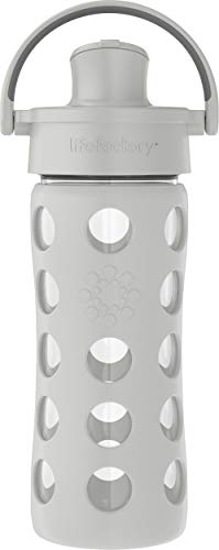 Lifefactory Tampa flip ativa de 355 ml, garrafa de água de vidro cinza frio