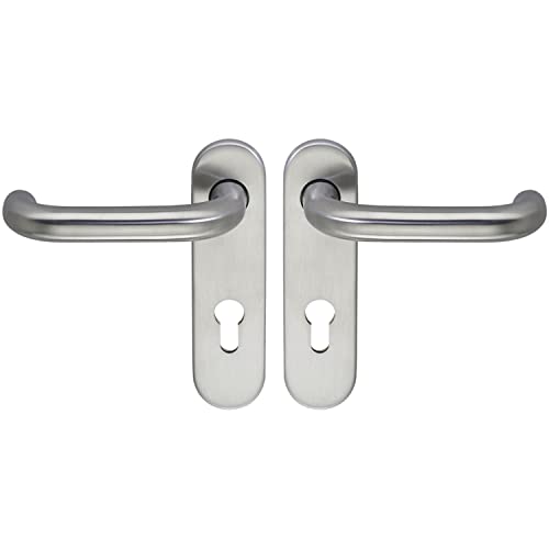 ECO D110/KS Drückergarnitur mit Kurzschild PZ für Fluchttüren, Türstärke 40-66mmmm, Türgriff Edelstahl