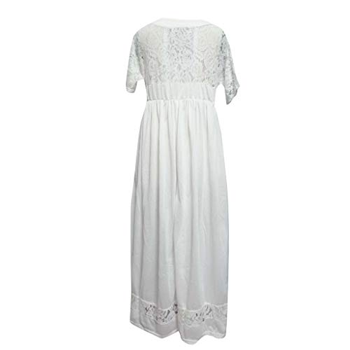 CCatyam Plus Size Dress for Women, Skirt V Neck Off Shoulder Solid Bodycon Lace Loose Sexy Maxi Fashion White