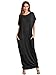 Verdusa Women's Short Sleeve Loose Long Maxi Lounge Dress with Pockets Black XL