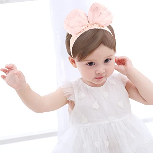 Fmeida Baby Headbands, Baby Girl Headbands with Bows Big Handmade Standable Bows Elastics Hair