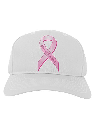 TooLoud Pink Breast Cancer Awareness Ribbon - Stronger Everyday Adult Baseball Cap Hat - White