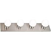 Design House 519298 Contemporary 4-Light Indoor Vanity Light Dimmable for Bathroom Bedroom Vanity Makeup, Satin Nickel