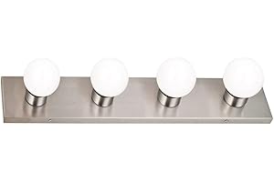 Design House 519298 Contemporary 4-Light Indoor Vanity Light Dimmable for Bathroom Bedroom Vanity Makeup, Satin Nickel