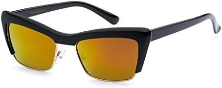 Futuristic Cat Eye Vintage Retro Mirrored Sunglasses BLACK - SUN