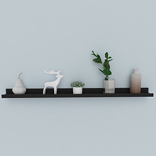Anfan Wall Mounted Floating Ledge Shelf for Picture Frames Book Display in Bedroom, Living Room, Bathroom, Kitchen and Office (120CM, Black)