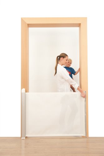 Lascal KiddyGuard Avant Retractable Baby Safety Gate, White Mesh