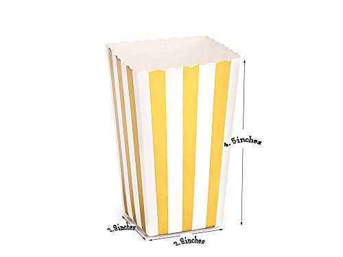 CLAIREBOX Popcorn Boxes Gold Stamping Trio Polka Dot, Chevron, and Striped Assorted Designs - Movie Theater Night, Festivals, Wedding Favors (30 Boxes) (Gold)