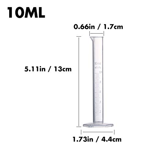 Young4us Measuring Cylinder Set, 4 Sizes Graduated Polypropylene Lab Test Tubes in 100 ml, 50 ml, 25 ml, 10 ml for Laboratory, Science Experiments with 4 Plastic Droppers in 3 ml - Thumbnail 4