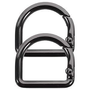 NUOBESTY 2pcs Metal D Ring Carabiner Clips, Spring Open Buckles for Purse Strap Replacement, Bag Making Hardware, Keyring Hooks & Sewing Accessories Black