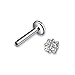 Areke Women's Stainless Steel Cubic Zirconia Piercing Unisex Labret Small Lip Ring/ Tragus/ Helix Earrings Color White
