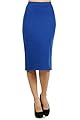 Women's Solid Casual High Waist Band Bodycon Career Office Midi Stretchy Pencil Skirt/Made in USA