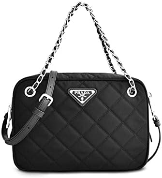 Amazon.com: Prada Black Logo Jacquard Canvas Satchel Crossbody Bag