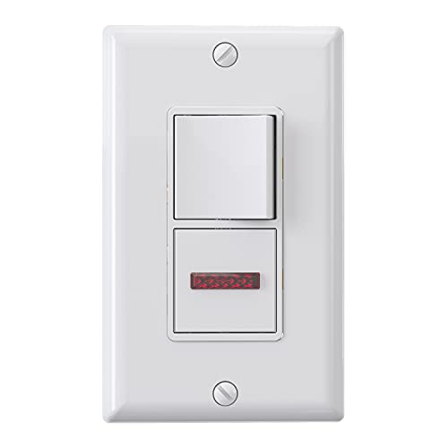 ELEGRP Single Pole Illuminated Light Switch, Lighted Decorator Switch and Pilot Light, 15A, 120V