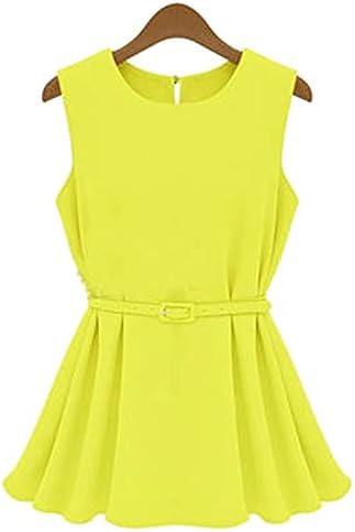 ainrving Women's Korean Empire Waist Sleeveless Regular Fit Dresses Yellow2