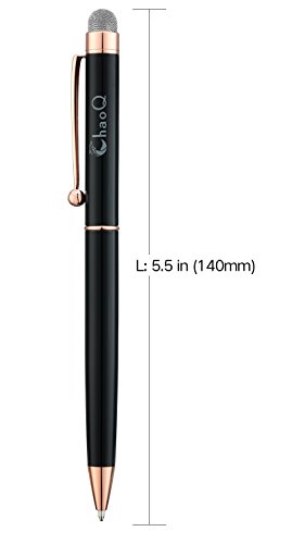 Stylus Pens, CHAOQ Metal Rose Gold Clip Black Red Stylus [2 Pack] for Touch Screens Devices Black Ink Ballpoint Pen & Mesh Fiber Stylus for iPad, iPhone, Tablets + 6 Extra Replaceable Mesh Fiber Tips - Thumbnail 4