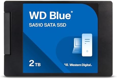 Western Digital 2TB WD Blue SA510 SATA Internal Solid State Drive SSD - SATA III 6 Gb/s, 2.5"/7mm, Up to 560 MB/s - WDS200T3B0A