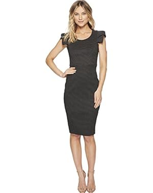 Womens Dotted Print Folded Sleeve Detail Compression Sheath CD8E11KM