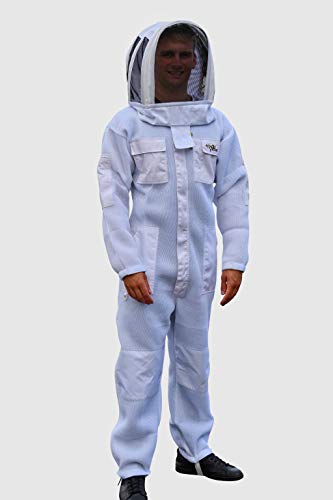 OZ ARMOUR Beekeeping Suit Ventilated Double MESH with Free Cow Hide Ventilated Gloves Fencing Style Veil (Medium) - Thumbnail 2