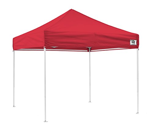 Impact 10' x 10' Pop Up Canopy Tent, Instant Shelter, Steel Frame, UV Coated, Includes Roller Bag and Spike and Rope Kit, Red