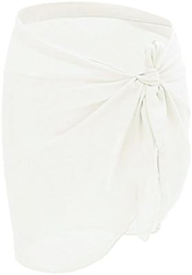 LHY Chiffon Cover up Swimwear Beach Short Sarong Wrap Sarong Pareo Canga Swimsuit Wrap (Lvory)