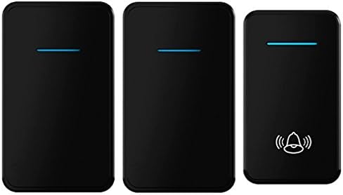 Wireless Doorbell Operating Sound and LED Flash at over 500-feet Range Waterproof 1 Remote Button and 2 Plugin Receivers Black