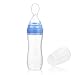 Gaodear Baby Food Feeder,Silicone Squeeze Rice Cereal Bottle, Soft-Tip Dispensing Spoon with Brush Set (Blue,4oz/120ml for 4 Months+ Babies)