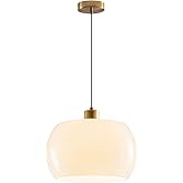 Uossoty Globe Pendant Lighting Glass Pendant Light Kitchen Island 1-Light Milk White Glass Hanging Light Adjustable Gold Mid 