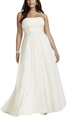 Veilace Women's Plus Size Chiffon Empire Waist Gowns with Appliques Wedding Dress Beaded Sash Bridal Dress