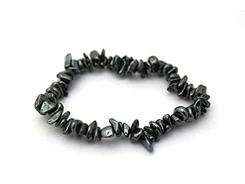Wild Therapies Hematite Crystal Chip Bracelet - Reiki Charged - With Gift Pouch