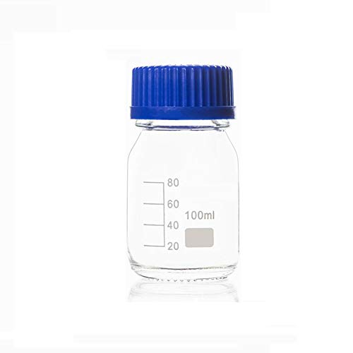 100ml/3.4oz Empty Thick Glass Graduated Reagent Bottle with Blue Screw Cap Laboratory Chemical Agent Bottle Liquid Storage Containers Jar Pot - Thumbnail 4