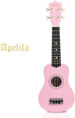 Apelila 21 Inch Soprano Ukulele Acoustic Mini Guitar Musical Instrument Starter, Amateur For Beginner (Light Pink)