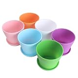 WARMBUY 6 Pack Colorful Round Plastic Plant Pots with Saucers