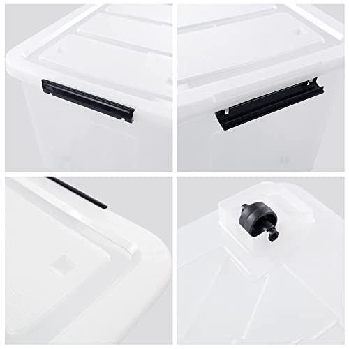 Xyskin 4Pack 70 L Large Clear Storage Latch Box/Bin, Plastic