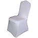 SINSSOWL Set of 100pc White Color Universal Size Polyester Spandex Banquet Wedding Party Decoration Stretch Dining Chair Covers-(Flat Bottom)