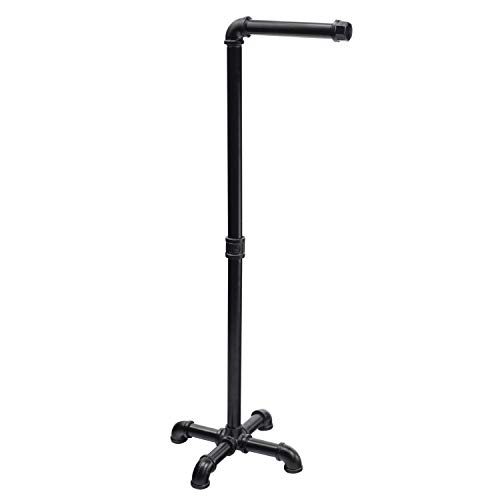 Y-Nut Rustic Industrial Pipe Toilet Paper Holder, No Need to Drill Steampunk Toilet Paper Stand Dispenser, Modern Chic Electroplated Black Iron Finish