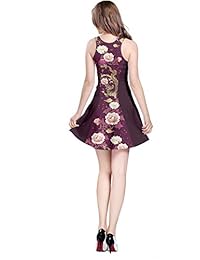 CowCow - Vestido de patinador para mujer, diseño de dragón chino, flores vintage, patrón japonés, XS-5XL