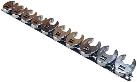 10 Piece Metric Crowfoot 3/8 Drive Spanner Socket Wrench Ser - B2054, Chrome, Small - Image 4