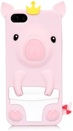 iPhone 5S iPhone 5 iPhone SE Case iSee Case 3D Cartoon Animal Crown Pig Cute Soft Silicone Full Cover Protective Case for Smart Phone Light Pink
