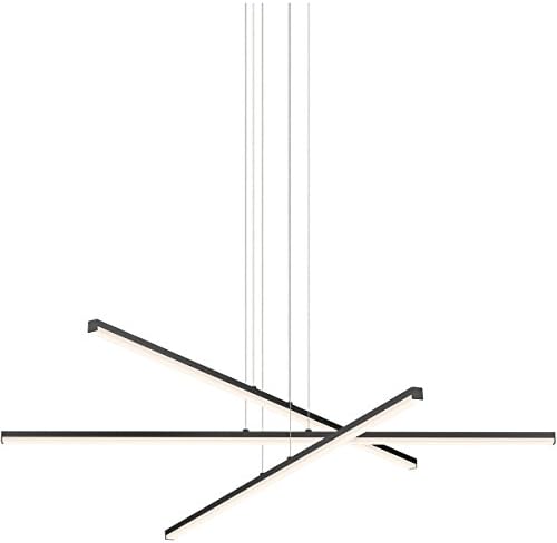 SonnemanModern Lighting 2763.25 Stix 3-Arm LED Hanging Chandelier Lighting Fixture for Kitchen Island, Dining Room or Living Room - 3000K - 3-Arm - Satin Black