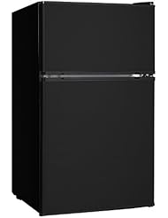 Midea WHD-113FB1 Double Door Mini Fridge with Freezer for Bedroom Office or Dorm with Adjustable Remove Glass Shelves Compact Refrigerator, 3.1 cu ft, Black